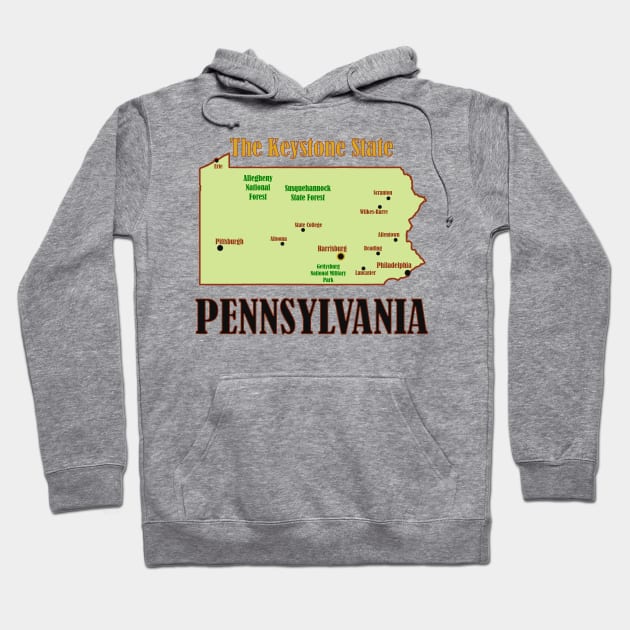 Pennsylvania State Map Hoodie by Pr0metheus